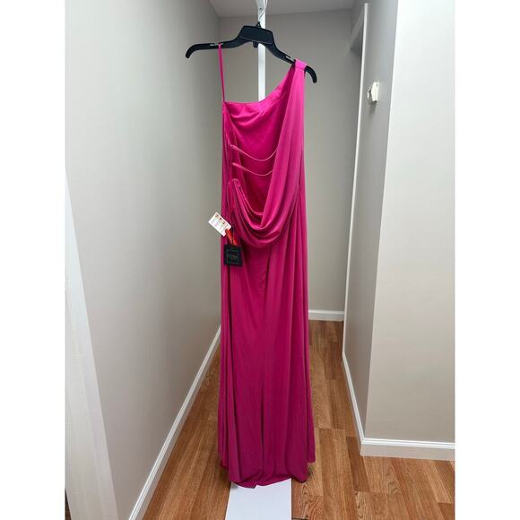 NEW NWT Mac Duggal 26512 One Shoulder Gown Candy Pink size 12 - Picture 2 of 5